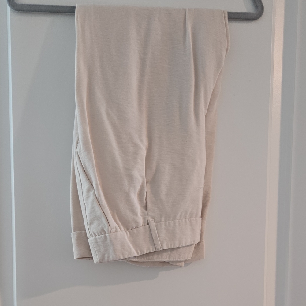Cream Casual Linen Pants